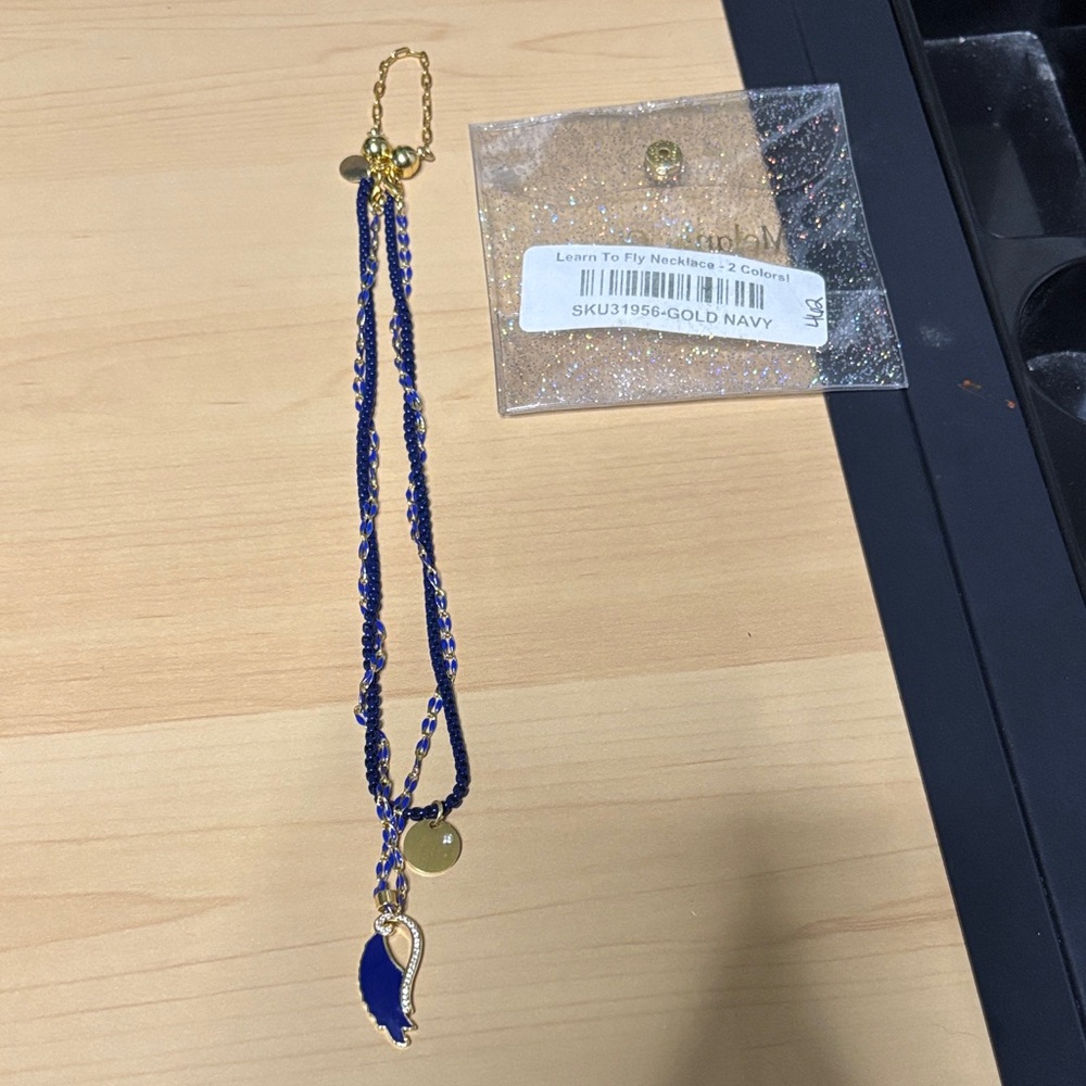 Navy and Gold Pendant Necklace